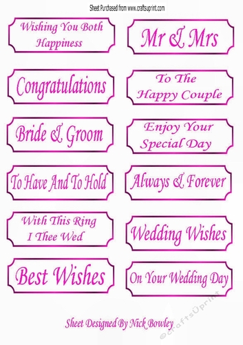 12 pink wedding sentiment tags