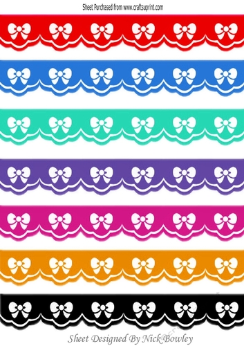 8 Lovely Coloured Borders with l small bows
