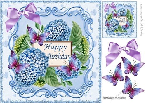 pretty blue chrysanthemums and lilac butterflies 8x8