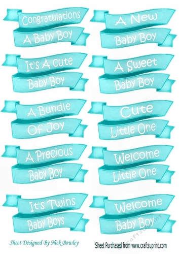Lovely double banner tags in turq for baby boy