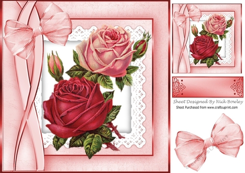 pretty vintage red roses on lace in ornate frame 8x8