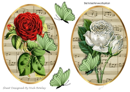 two lovely music toppers with vintage red & white roses