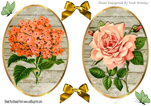 two pretty toppers with wood of peach roses & flowers