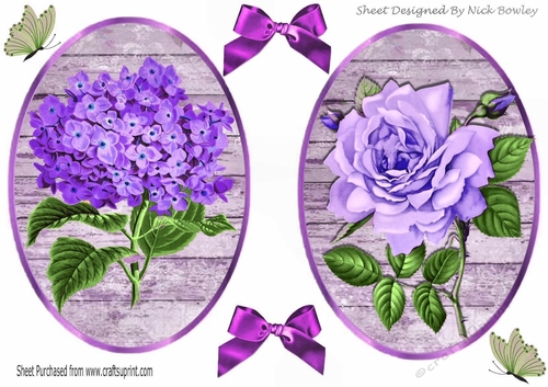 two pretty toppers with wood of lilac roses & flowers
