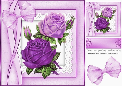 pretty vintage lilac roses on lace in ornate frame 8x8