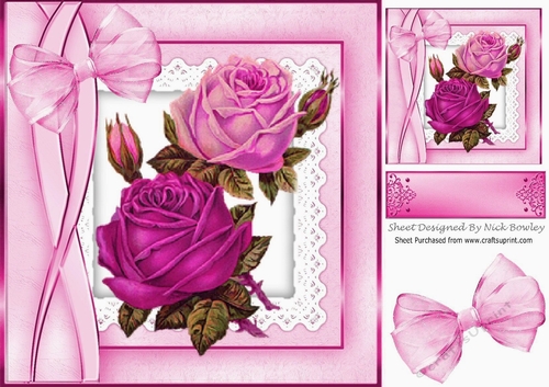 pretty vintage pink roses on lace in ornate frame 8x8