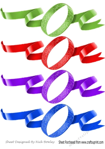 lovely swirl ribbon borders with a oval glitter tag (set one)