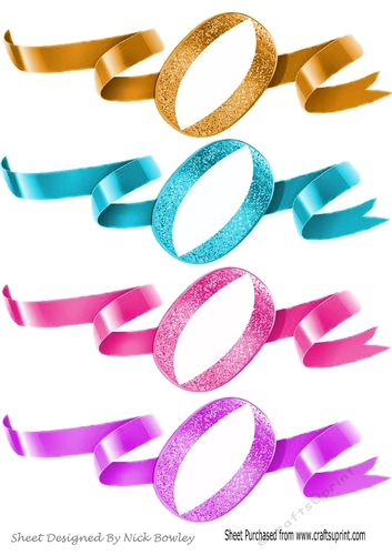 lovely swirl ribbon borders with a oval glitter tag (set two)