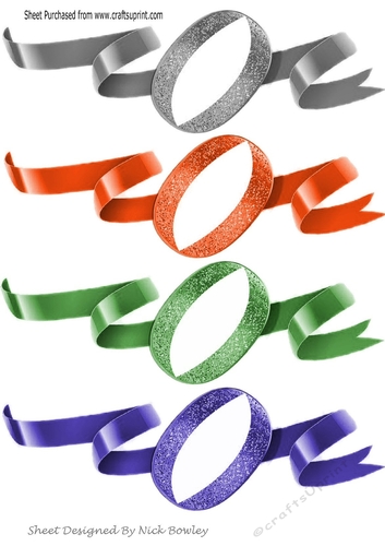 lovely swirl ribbon borders with a oval glitter tag (set three)