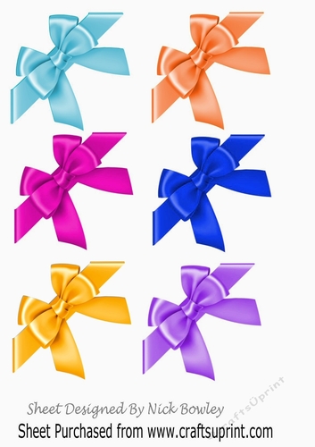 6 Satin pretty corners edge to edge bows (set two)