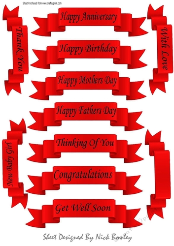 11 black sentiment scroll tags in red