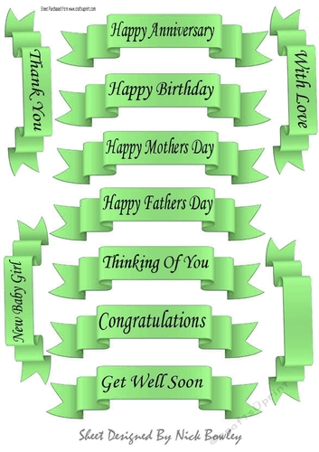 11 black sentiment scroll tags in green