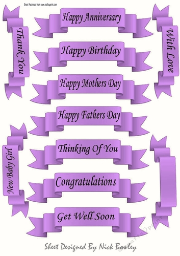 11 black sentiment scroll tags in lilac