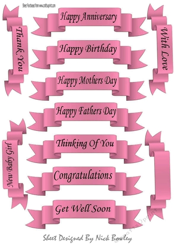 11 black sentiment scroll tags in pink