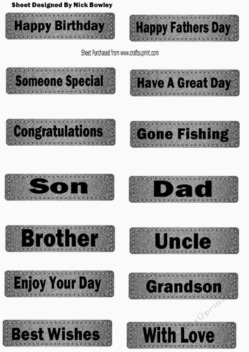 14 Denim Silver (male) tags with black sentiments