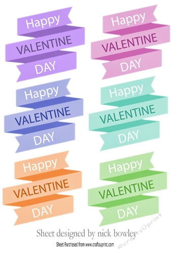 6 lovely banner tags for valentine in pastel shades