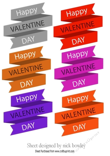 6 lovely banner tags for valentine in dark shades