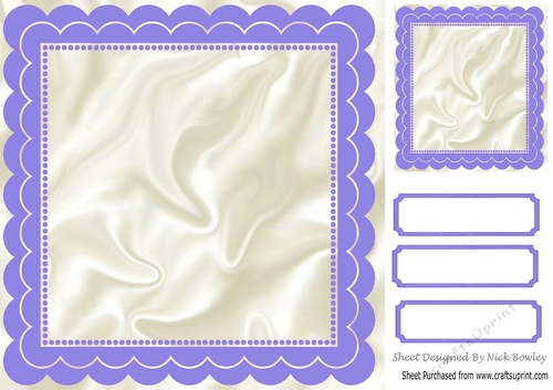 scalloped mauve and satin 8x8 frame with topper & tags