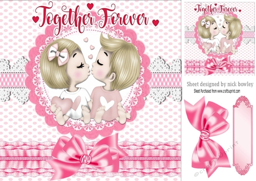 Together forever! kissing with bow and lace 8x8