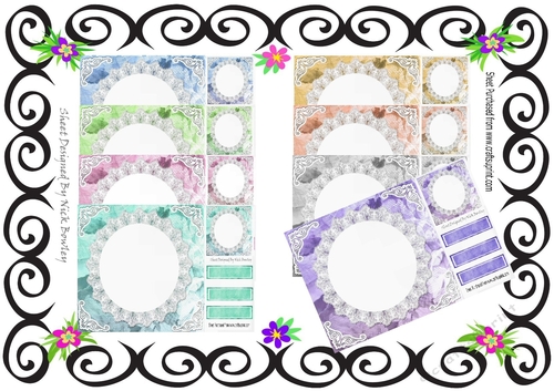 8 Lovely coloured marble & lace card fronts 8x8