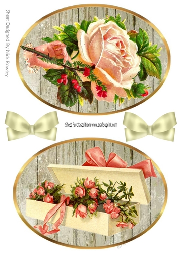 two pretty  vintage  peach roses toppers with cream bows
