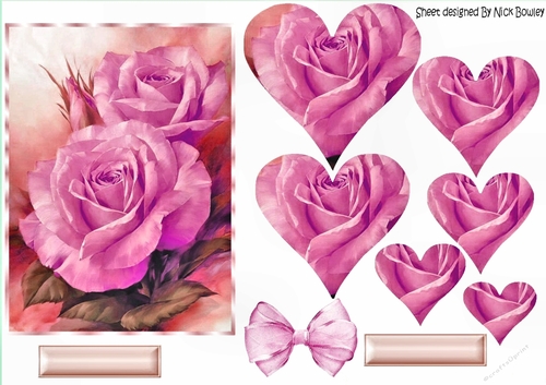  A5 pink roses in heart pyramids with organza bow