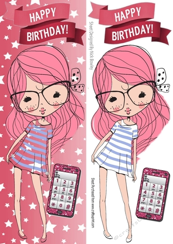 Trendy girl with her glitter mobile phone tall DL