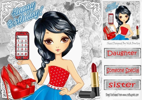 Trendy girl loves fashion, 8x8