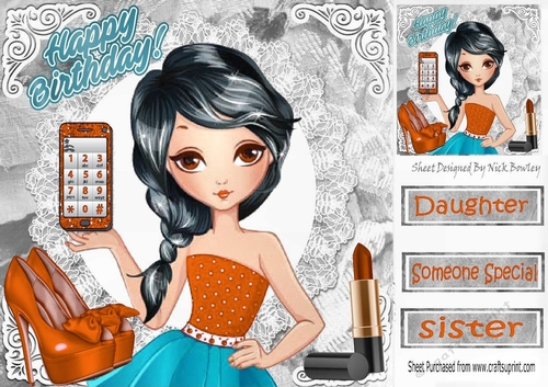 Trendy girl loves fashion with orange mobile phone, 8x8