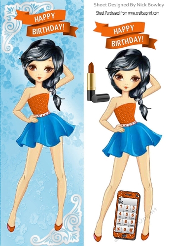 Trendy girl loves to dance with orange mobile, tall DL