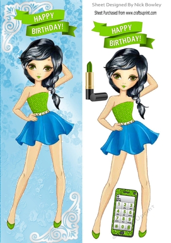Trendy girl loves to dance with lime mobile, tall DL