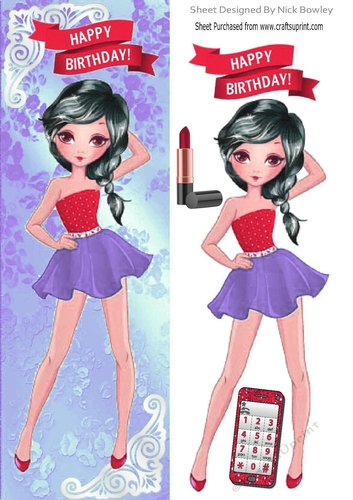 Trendy girl loves music with mobile phone, tall DL