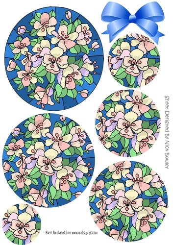 A pretty Kaleidoscope of painted pink blossoms, circle pyramids