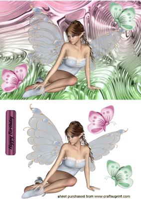 Pretty Faerie on Fantasy Rainbow Background