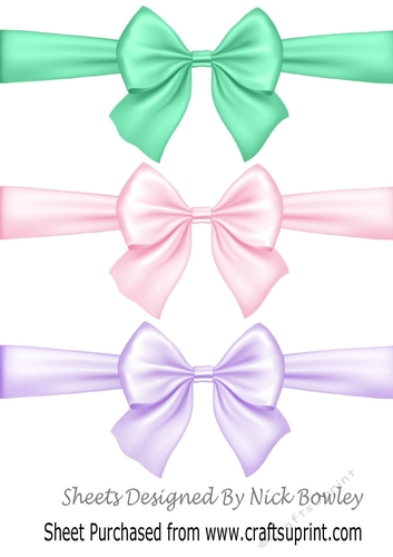 three pastel big border bows