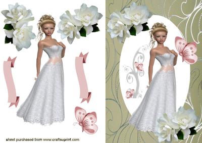 Elegant Lady in Pink/white Dress with Butterflies