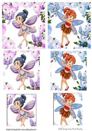 pretty faeries with dragonflies with lilac/blue peonies pyramids