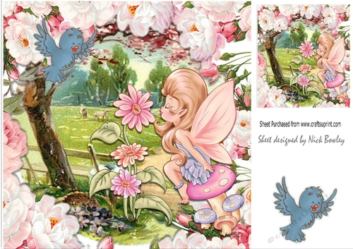 cute little faerie in the woodland with flowers 8x8