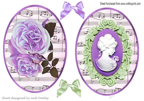 Beautiful toppers with vintage lilac roses & cameo lady with script