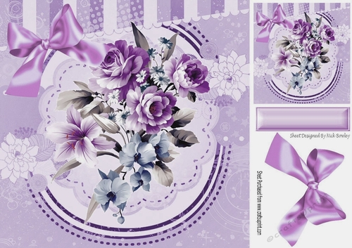 pretty painted purple/lilac roses with bow 8x8