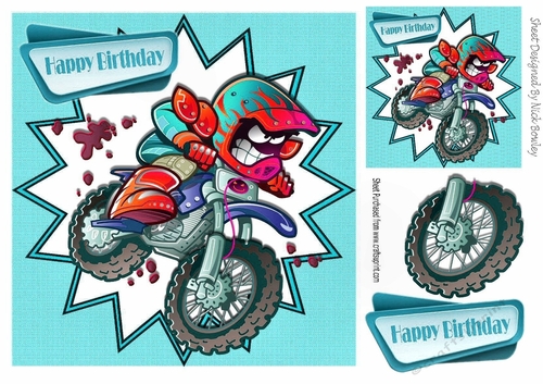 Motor cross biker in turq funky frame