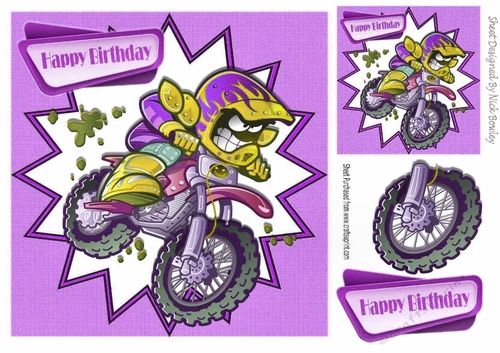Motor cross biker in purple funky frame