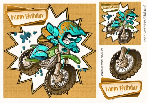 Motor cross biker in gold funky frame