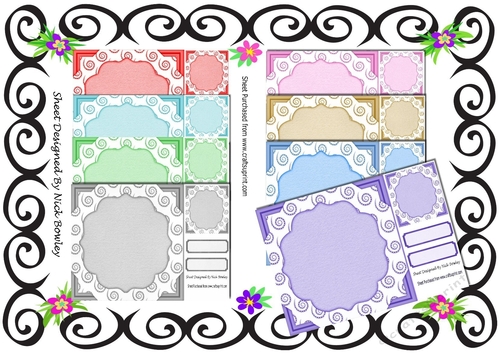 8 Lovely 8x8 coloured  sparkle diamond swirls card fronts  toppers and tags