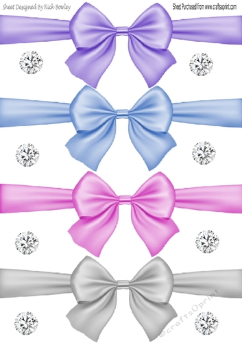 four large pastel coloured bows with diamonds (set one)