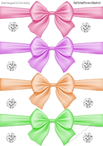 four large pastel coloured bows with diamonds (set two)