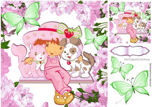 i love my puppy and kitten with green butterflies 8x8