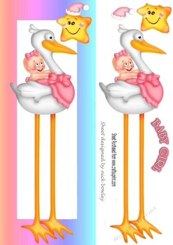 cute baby girl with stork with long legs tall DL