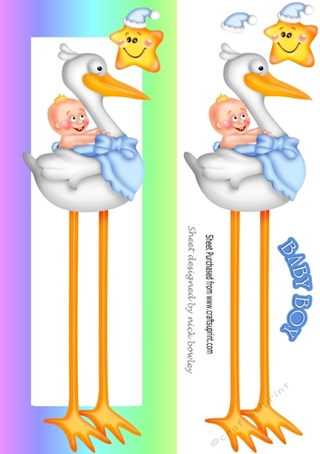 cute baby boy with stork with long legs tall DL