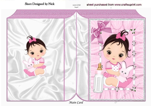 cute baby girl holding a bunny with her bottle A5 folded book